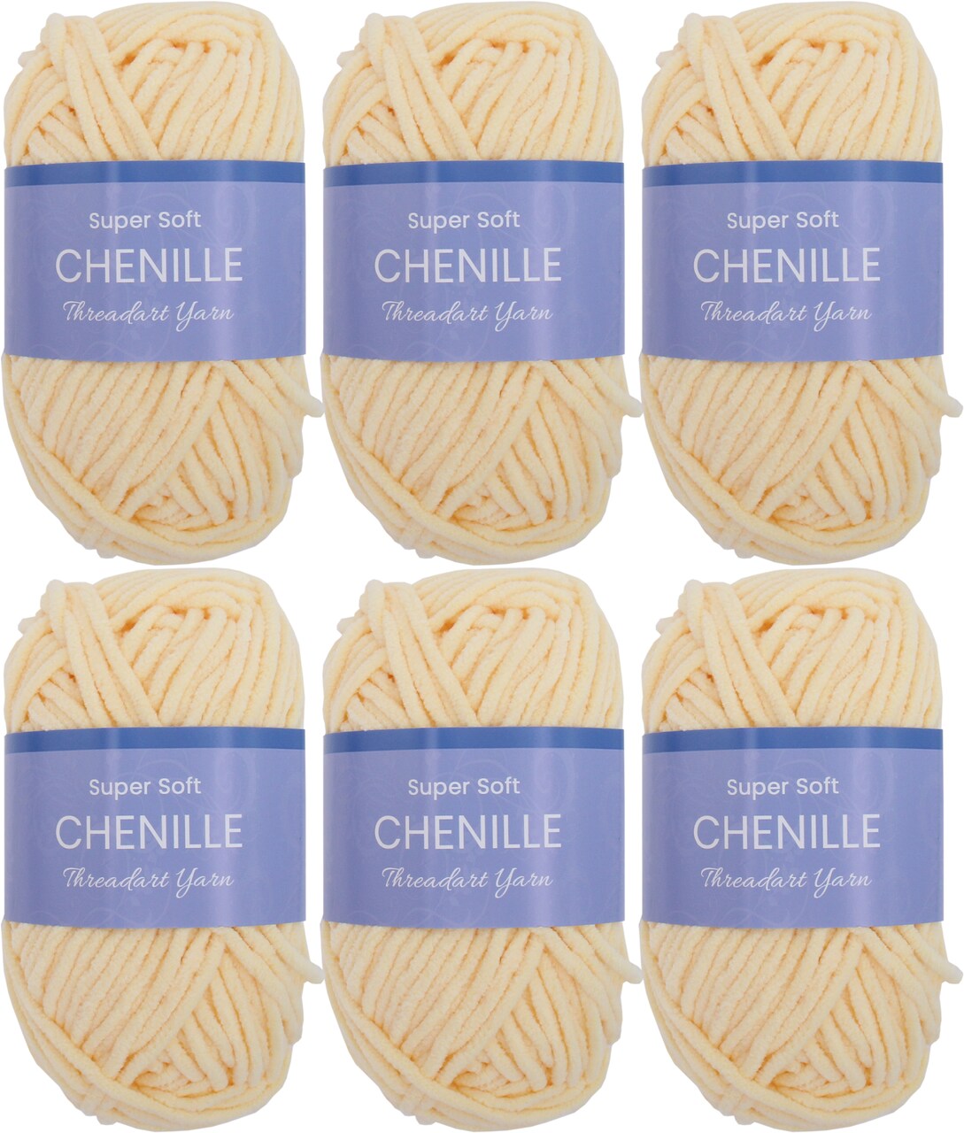 ThreadArt #5 Chenille Yarn for Crocheting, Knitting, Amigurumi, Super Soft Plush Velvet Yarn - 50 Gram 60 yds Fluffy Yarn Skeins